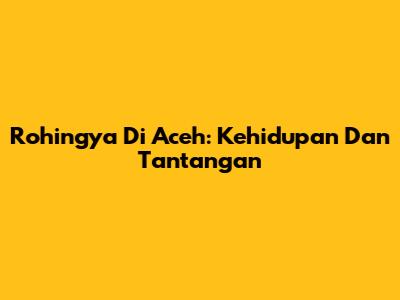 Rohingya Di Aceh: Kehidupan Dan Tantangan
