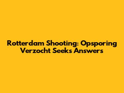 Rotterdam Shooting: Opsporing Verzocht Seeks Answers