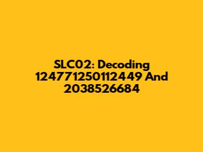 SLC02: Decoding 124771250112449 And 2038526684