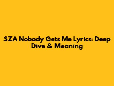 SZA Nobody Gets Me Lyrics: Deep Dive & Meaning