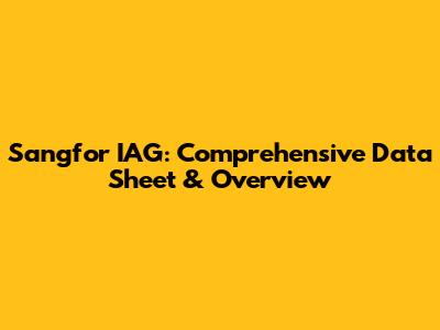 Sangfor IAG: Comprehensive Data Sheet & Overview