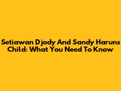 Setiawan Djody And Sandy Harun's Child: What You Need To Know
