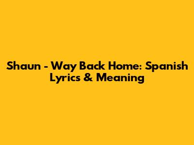 Shaun - Way Back Home: Spanish Lyrics & Meaning