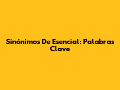 Sinónimos De Esencial: Palabras Clave