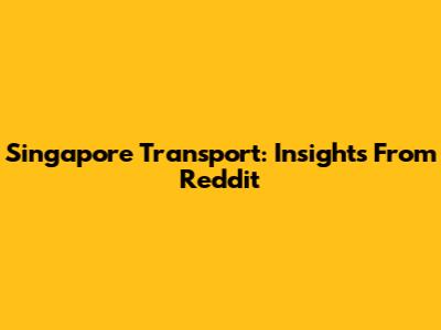 Singapore Transport: Insights From Reddit