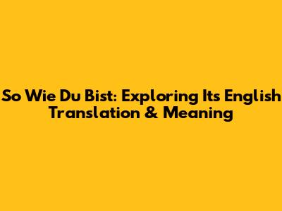 So Wie Du Bist: Exploring Its English Translation & Meaning