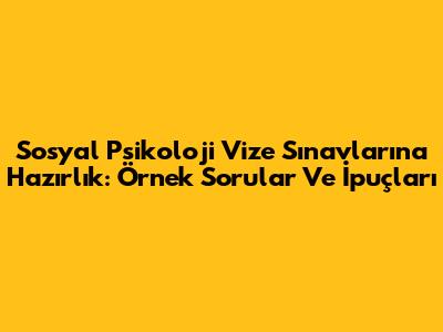 Sosyal Psikoloji Vize Sınavlarına Hazırlık: Örnek Sorular Ve İpuçları
