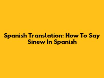 Spanish Translation: How To Say 'Sinew' In Spanish