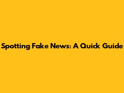 Spotting Fake News: A Quick Guide