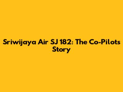 Sriwijaya Air SJ 182: The Co-Pilot's Story
