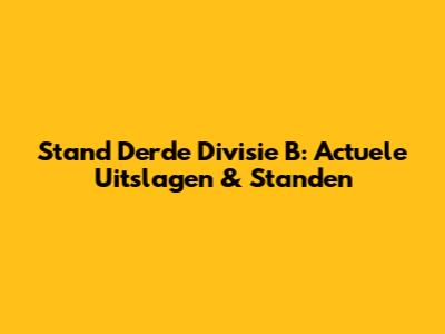 Stand Derde Divisie B: Actuele Uitslagen & Standen