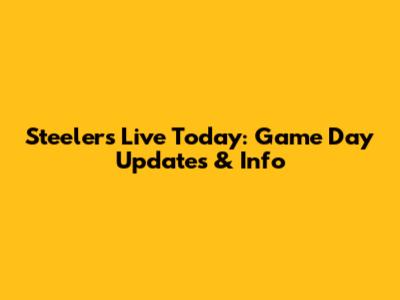 Steelers Live Today: Game Day Updates & Info