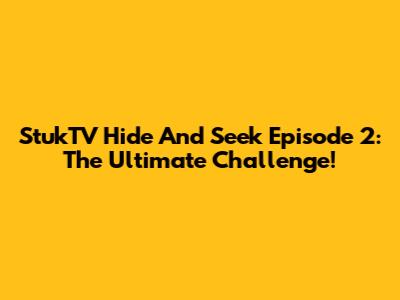 StukTV Hide And Seek Episode 2: The Ultimate Challenge!