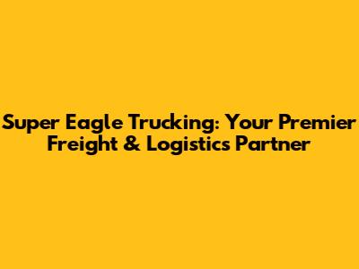 Super Eagle Trucking: Your Premier Freight & Logistics Partner