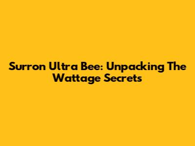 Surron Ultra Bee: Unpacking The Wattage Secrets
