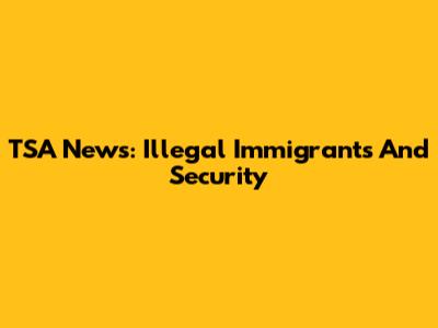 TSA News: Illegal Immigrants And Security