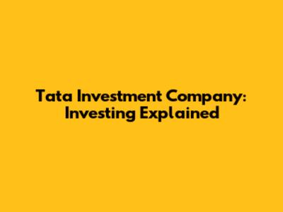 Tata Investment Company: Investing Explained
