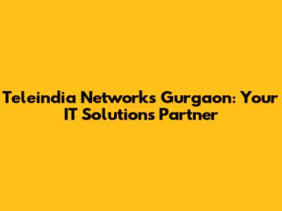 Teleindia Networks Gurgaon: Your IT Solutions Partner
