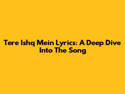 Tere Ishq Mein Lyrics: A Deep Dive Into The Song