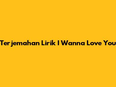 Terjemahan Lirik "I Wanna Love You"