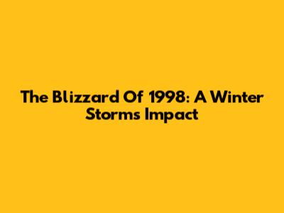 The Blizzard Of 1998: A Winter Storm's Impact