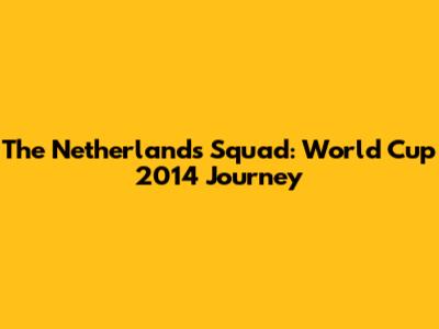 The Netherlands Squad: World Cup 2014 Journey