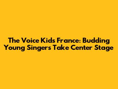 The Voice Kids France: Budding Young Singers Take Center Stage