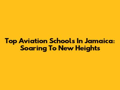 Top Aviation Schools In Jamaica: Soaring To New Heights