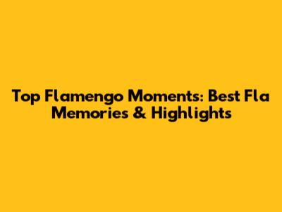 Top Flamengo Moments: Best Fla Memories & Highlights