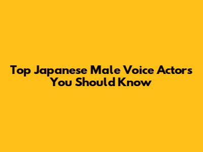 Top Japanese Male Voice Actors You Should Know