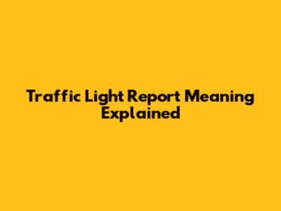 Traffic Light Report Meaning Explained