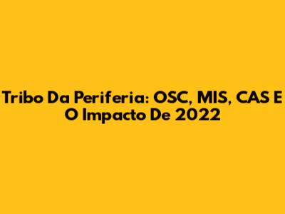Tribo Da Periferia: OSC, MIS, CAS E O Impacto De 2022