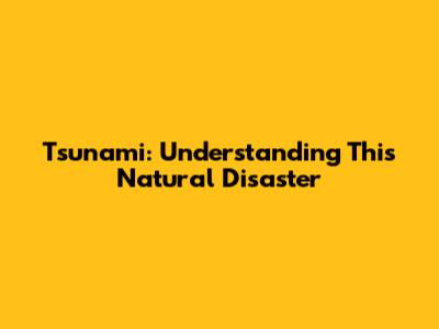 Tsunami: Understanding This Natural Disaster