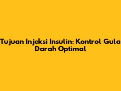 Tujuan Injeksi Insulin: Kontrol Gula Darah Optimal