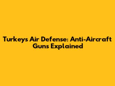 Turkey's Air Defense: Anti-Aircraft Guns Explained