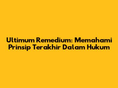 Ultimum Remedium: Memahami Prinsip Terakhir Dalam Hukum
