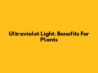 Ultraviolet Light: Benefits For Plants