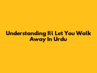 Understanding "I'll Let You Walk Away" In Urdu