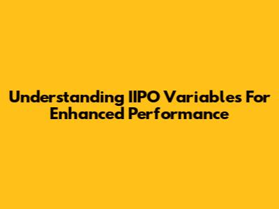 Understanding IIPO Variables For Enhanced Performance