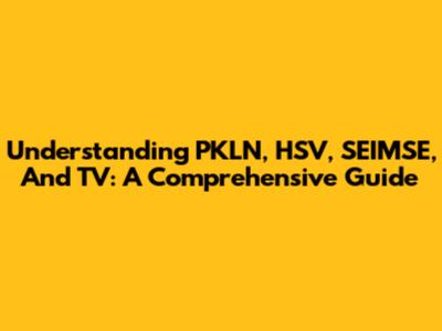 Understanding PKLN, HSV, SEIMSE, And TV: A Comprehensive Guide