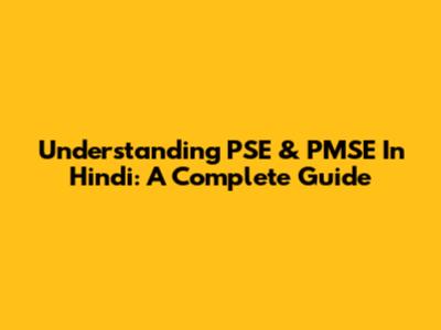 Understanding PSE & PMSE In Hindi: A Complete Guide