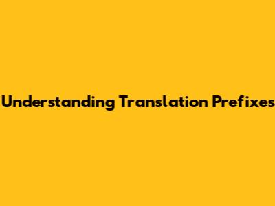 Understanding Translation Prefixes