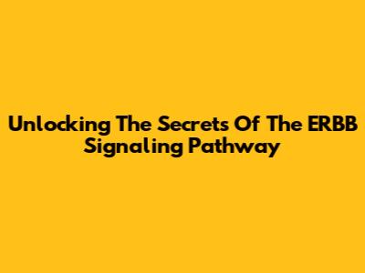 Unlocking The Secrets Of The ERBB Signaling Pathway
