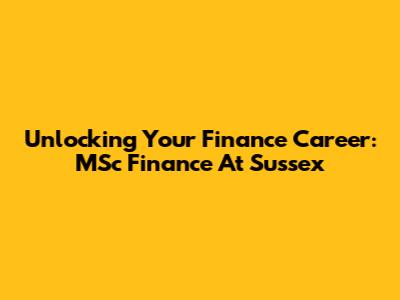 Unlocking Your Finance Career: MSc Finance At Sussex
