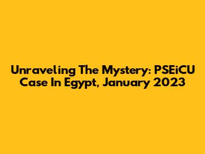 Unraveling The Mystery: PSEiCU Case In Egypt, January 2023