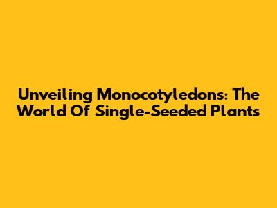 Unveiling Monocotyledons: The World Of Single-Seeded Plants