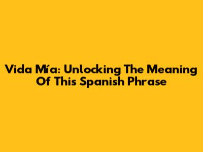 Vida Mía: Unlocking The Meaning Of This Spanish Phrase