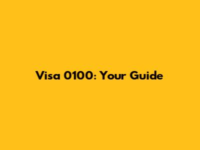 Visa 0100: Your Guide