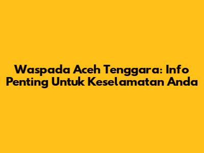 Waspada Aceh Tenggara: Info Penting Untuk Keselamatan Anda