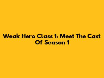 Weak Hero Class 1: Meet The Cast Of Season 1
